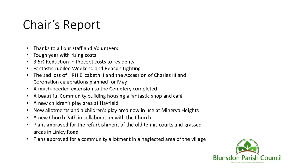 chair s report