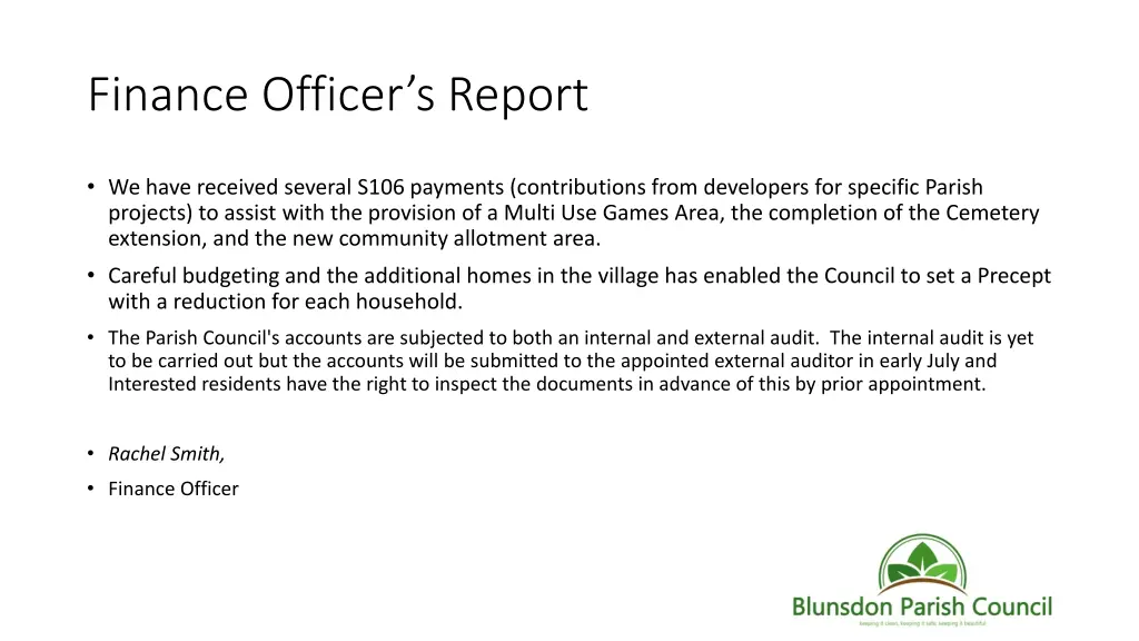 finance officer s report