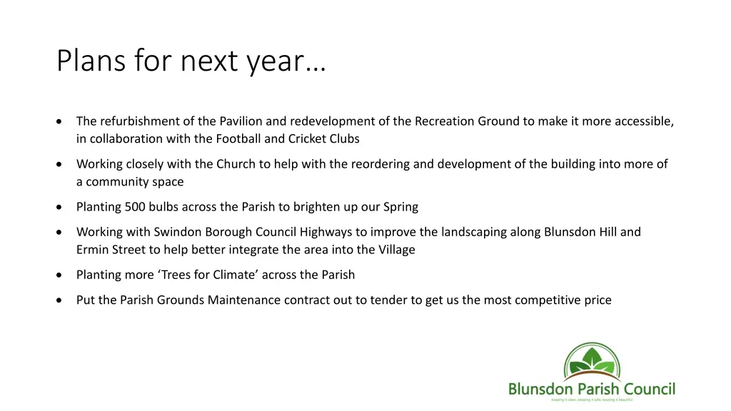 plans for next year