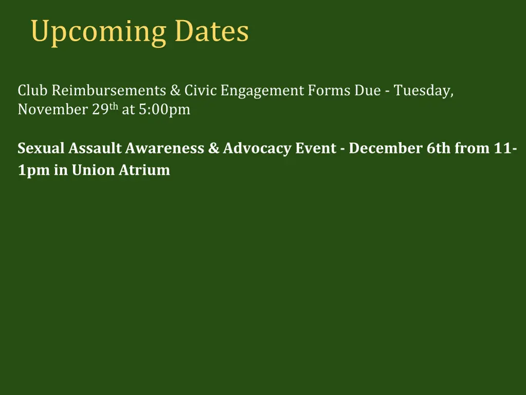 upcoming dates