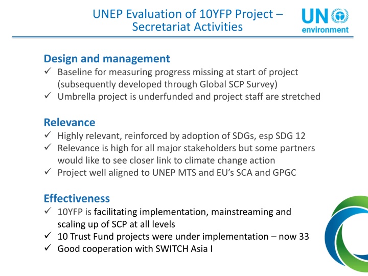unep evaluation of 10yfp project secretariat