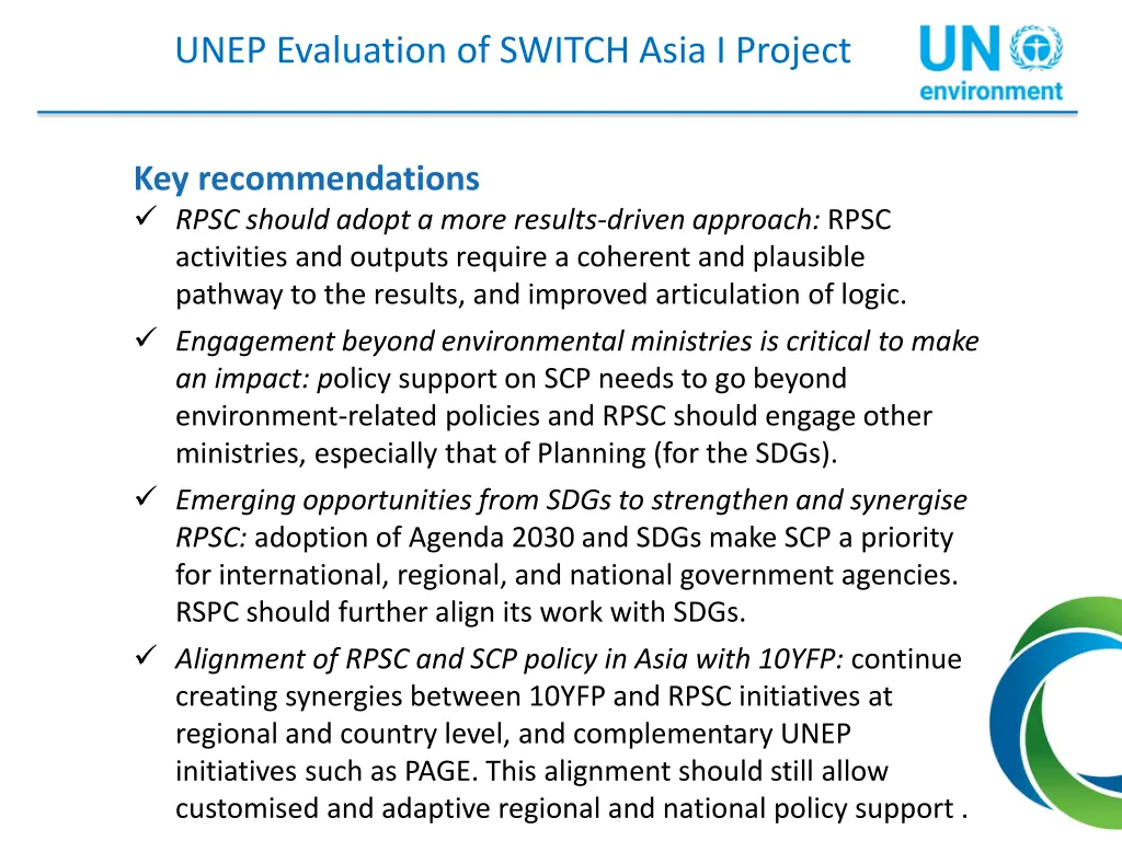 unep evaluation of switch asia i project 2