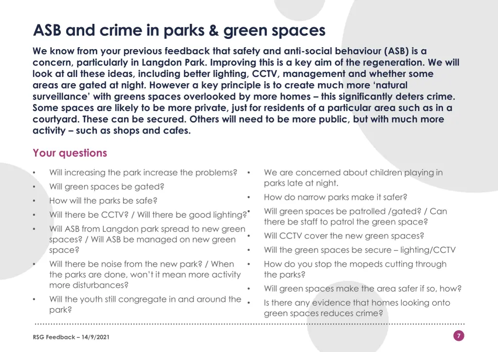 asb and crime in parks green spaces