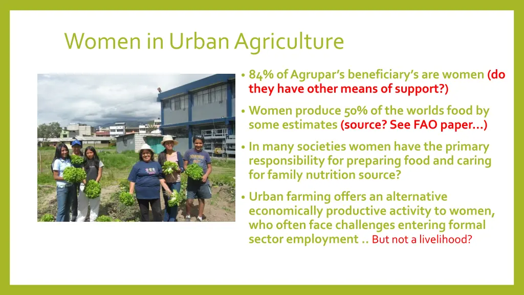 women in urban agriculture