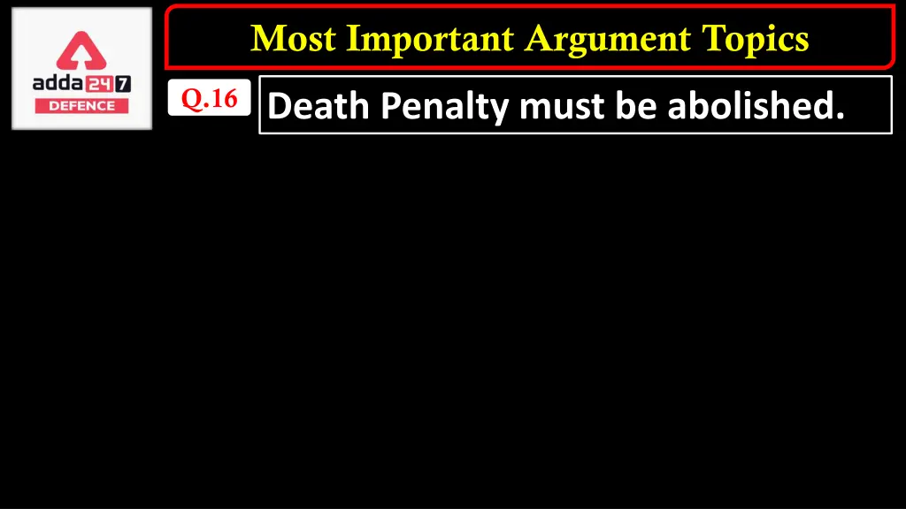 most important argument topics 15