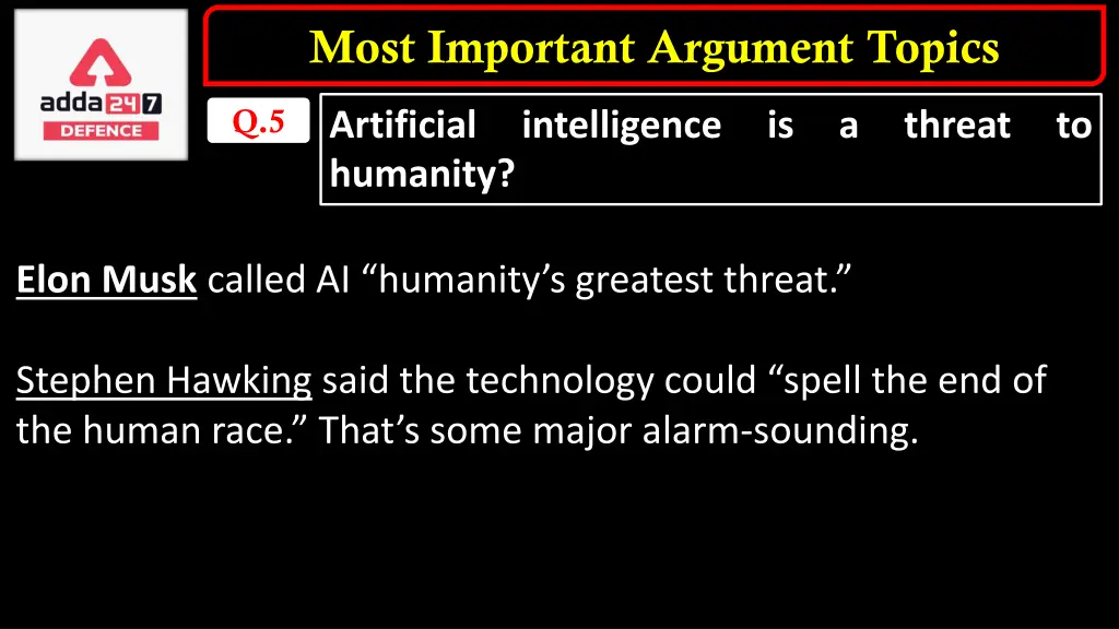 most important argument topics 4