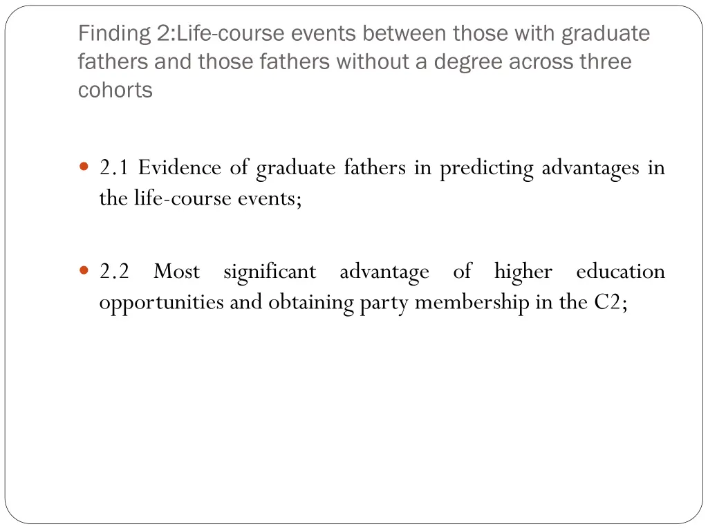 finding 2 life course events between those with