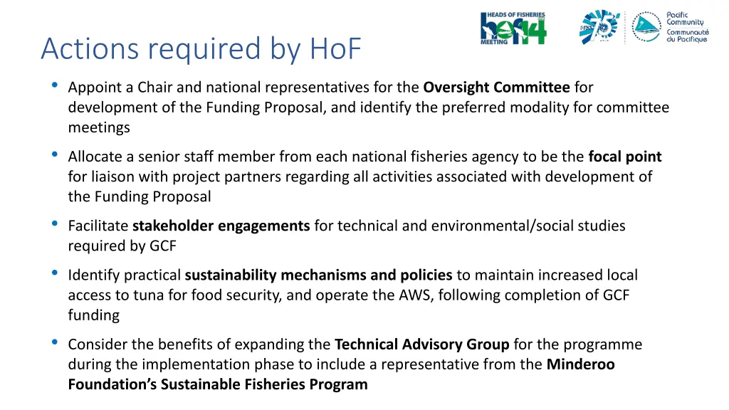 actions required by hof
