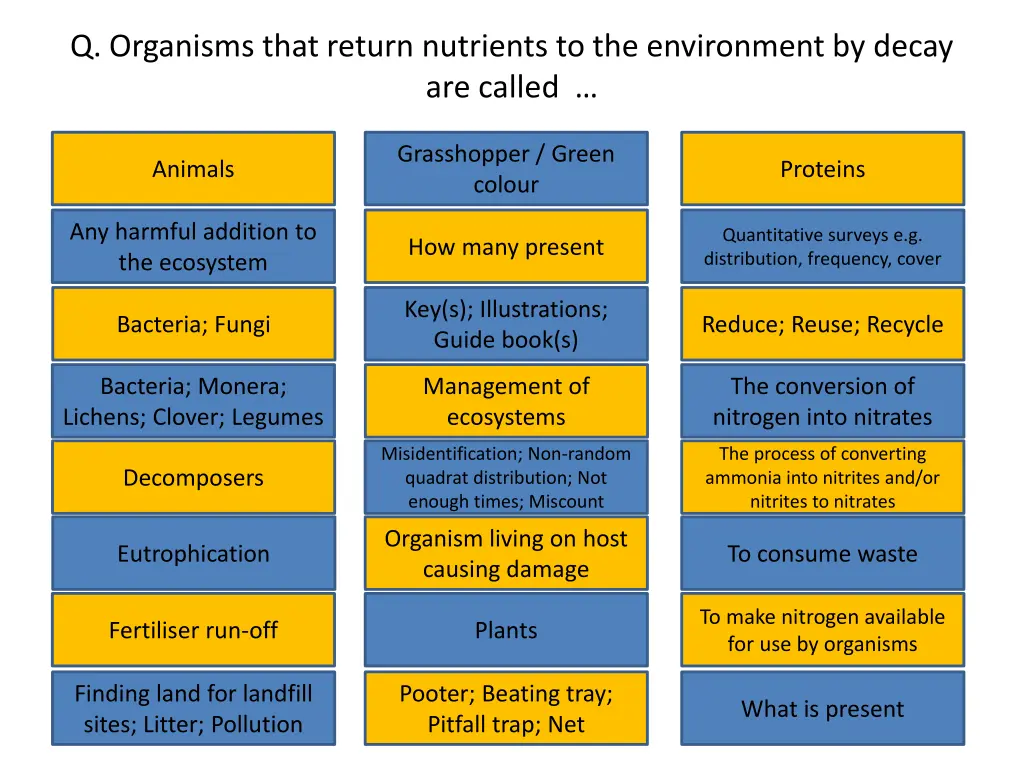 q organisms that return nutrients