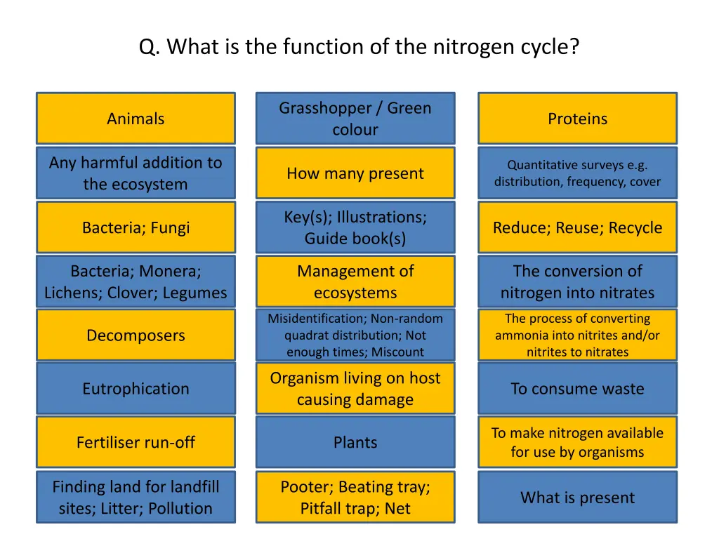 q what is the function of the nitrogen cycle