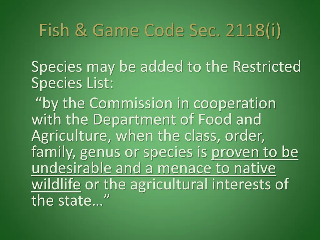 fish game code sec 2118 i