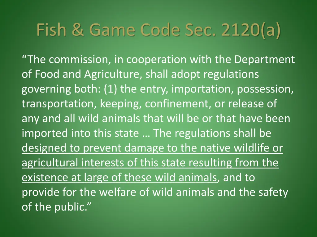 fish game code sec 2120 a