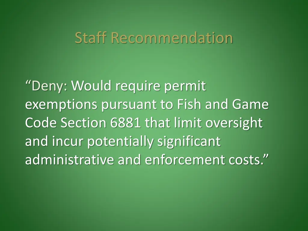 staff recommendation