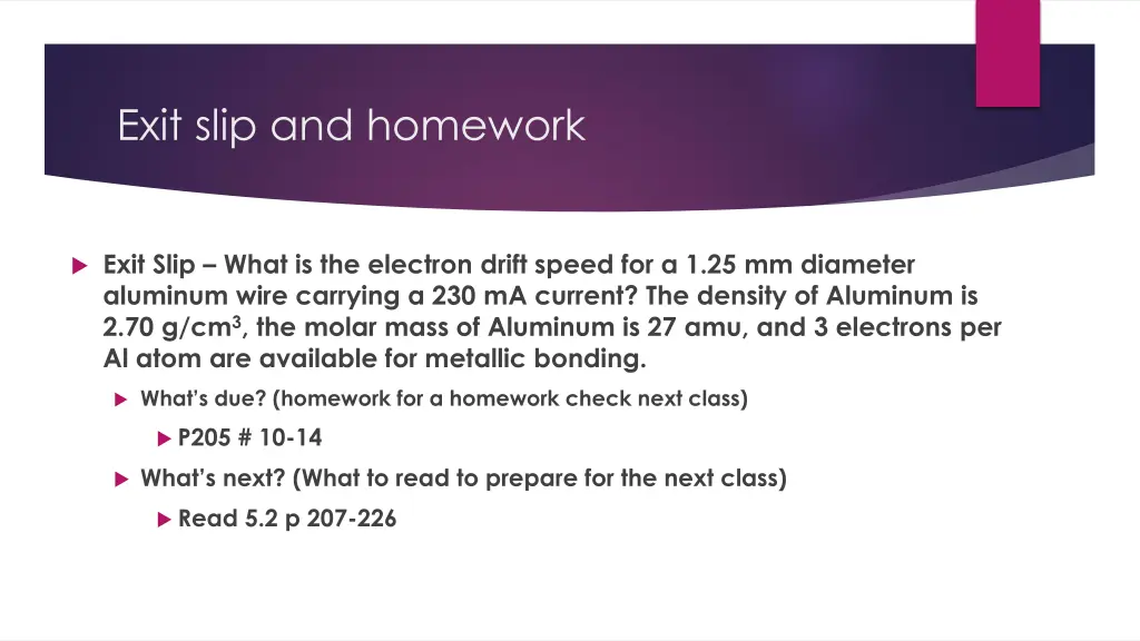 exit slip and homework