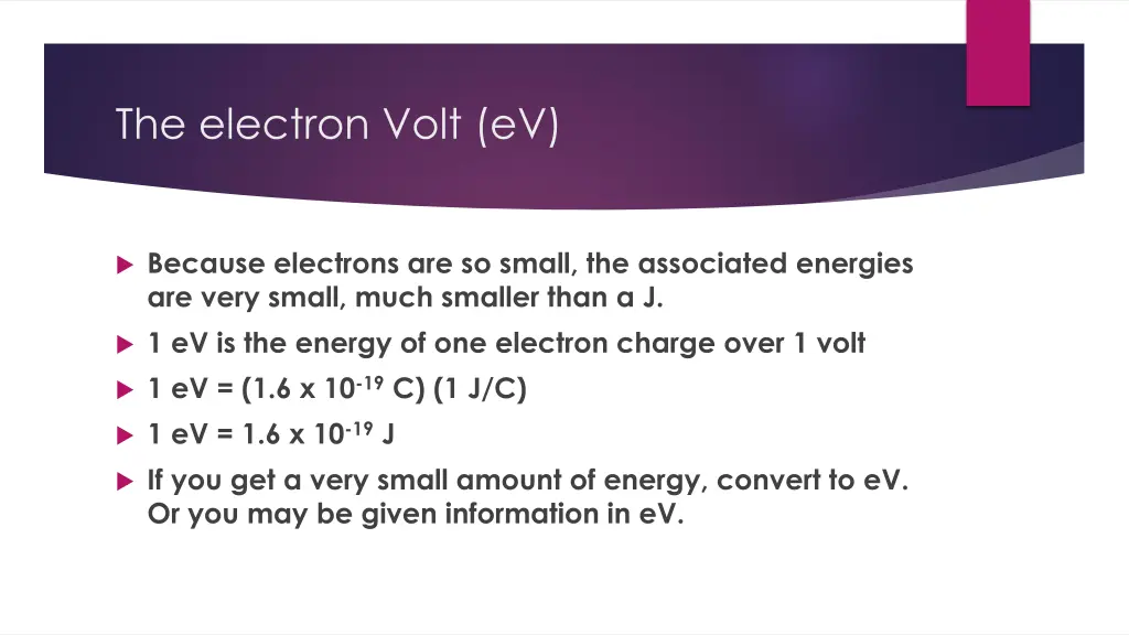 the electron volt ev