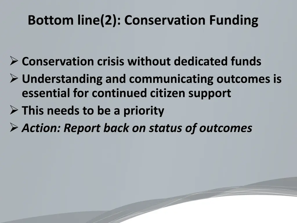 bottom line 2 conservation funding