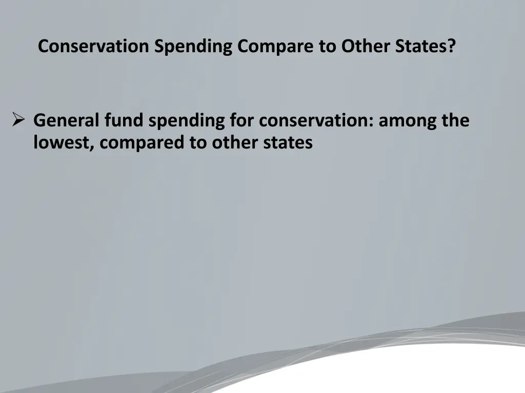 conservation spending compare to other states