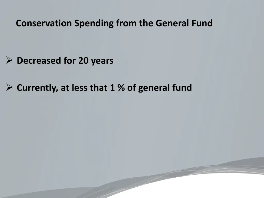 conservation spending from the general fund