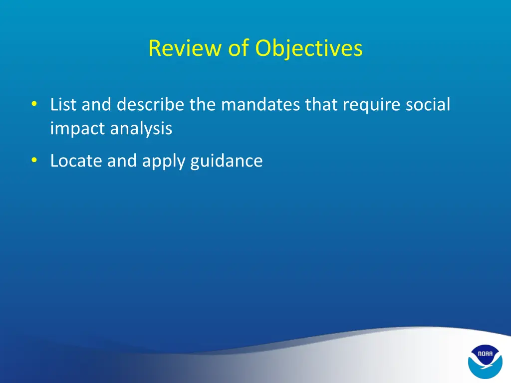 review of objectives