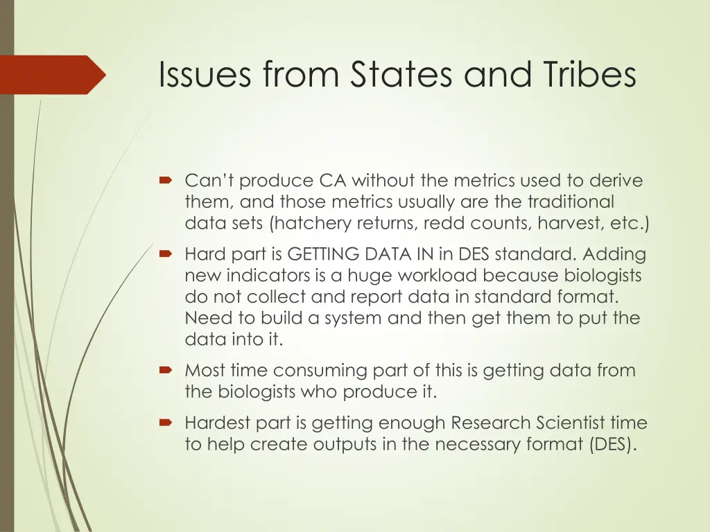 issues from states and tribes