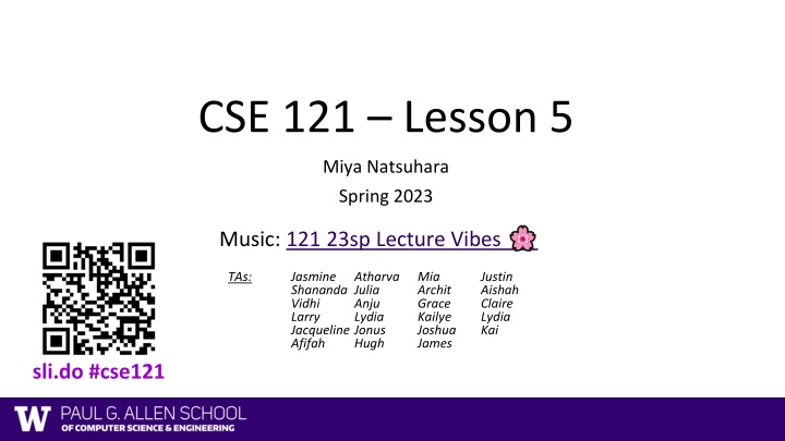 cse 121 lesson 5