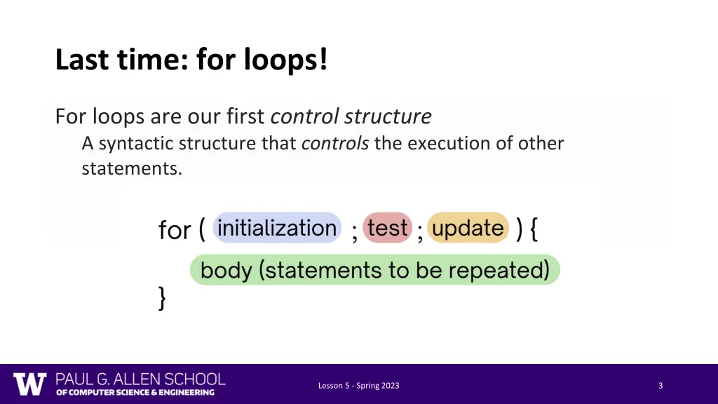 last time for loops