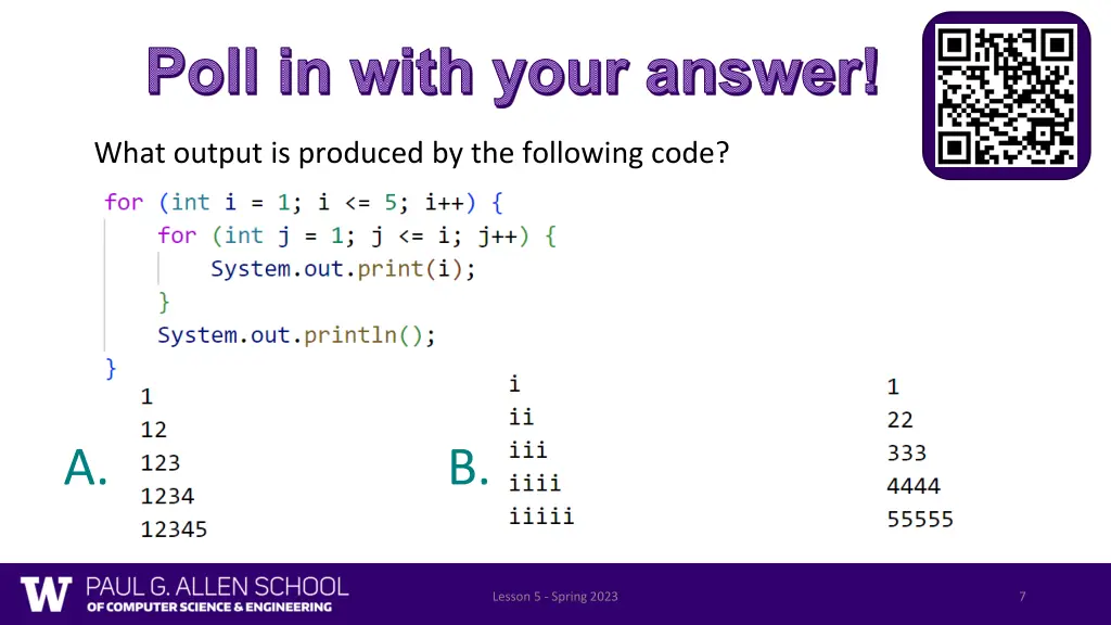poll in with your answer