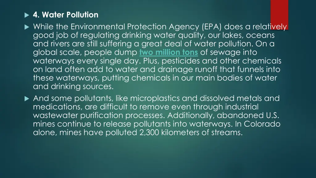 4 water pollution while the environmental