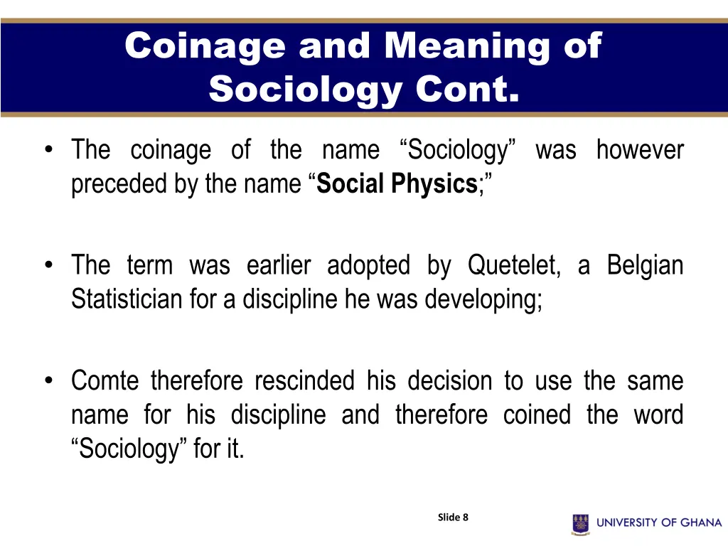 coinage and meaning of sociology cont
