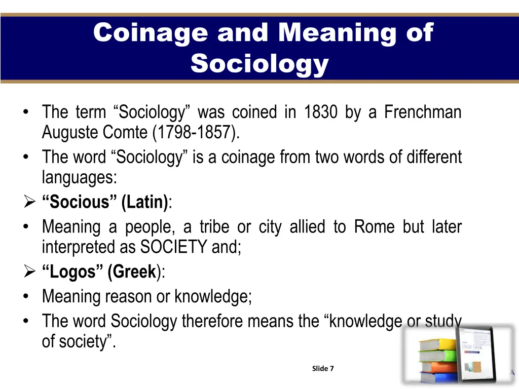 coinage and meaning of sociology