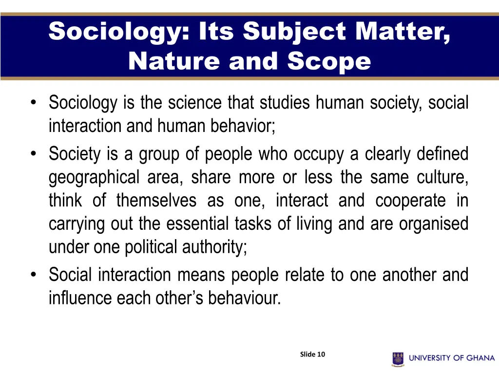 sociology its subject matter nature and scope