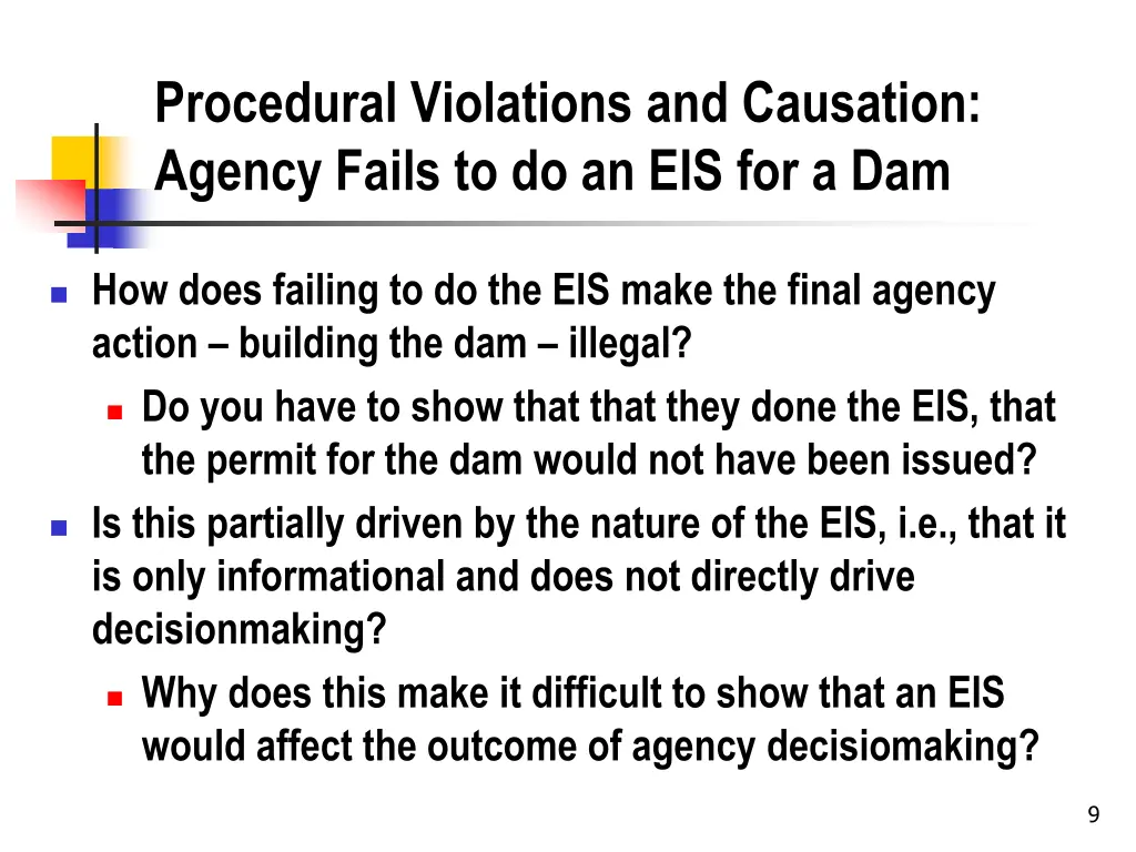 procedural violations and causation agency fails