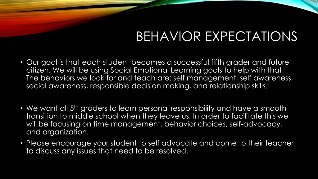 behavior expectations