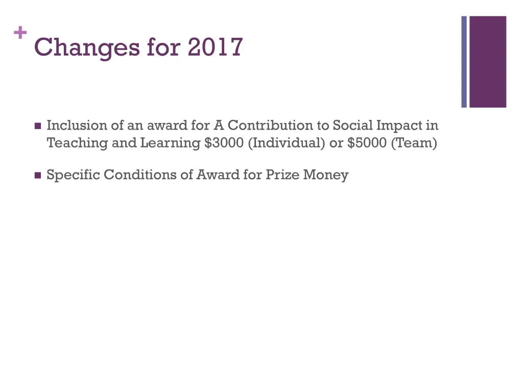 changes for 2017