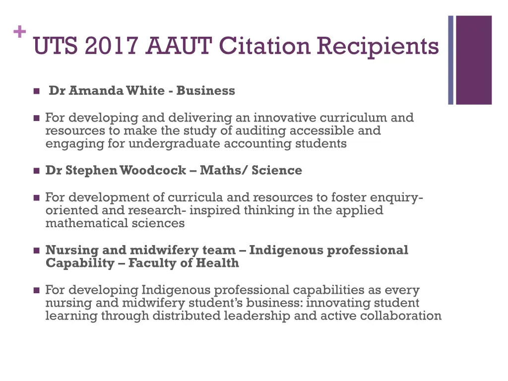uts 2017 aaut citation recipients dr amanda white