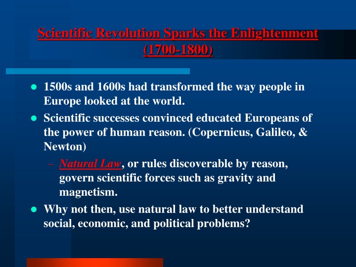 scientific revolution sparks the enlightenment