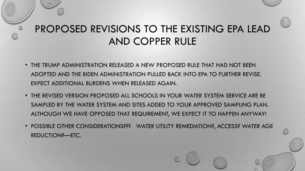 proposed revisions to the existing epa lead
