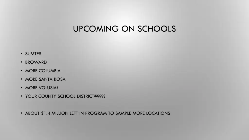 upcoming on schools