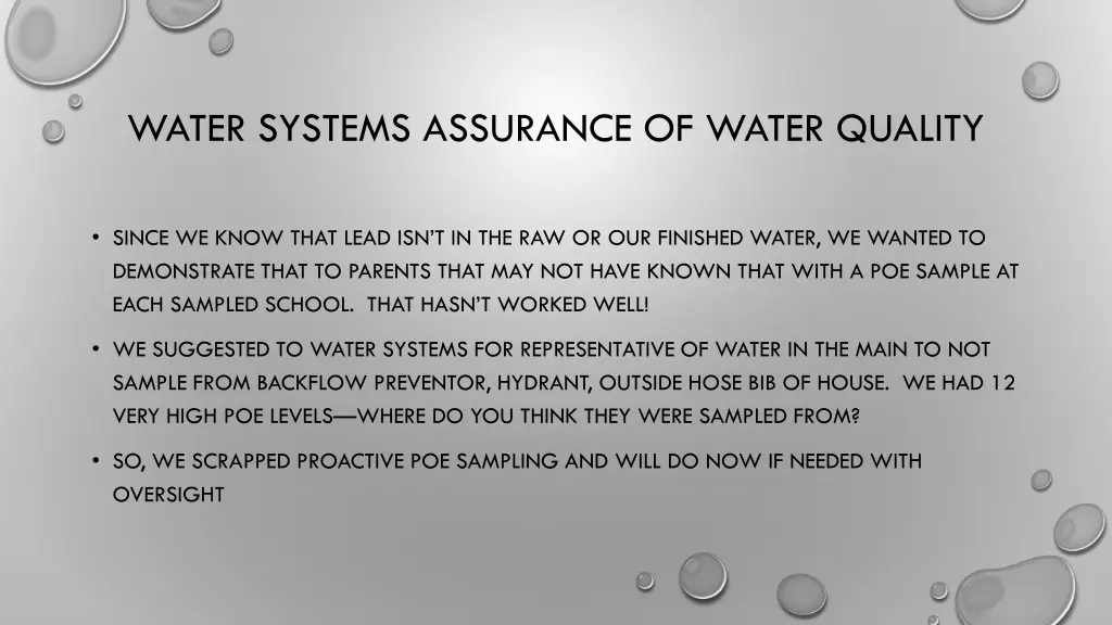 water systems assurance of water quality
