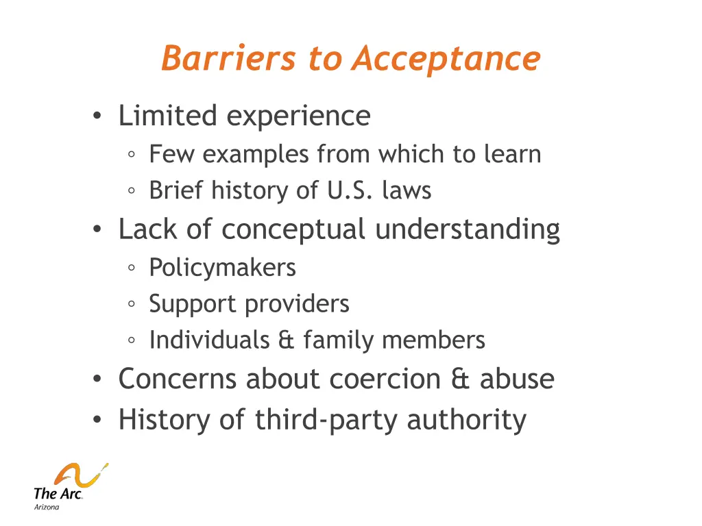 barriers to acceptance