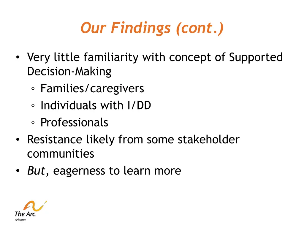 our findings cont