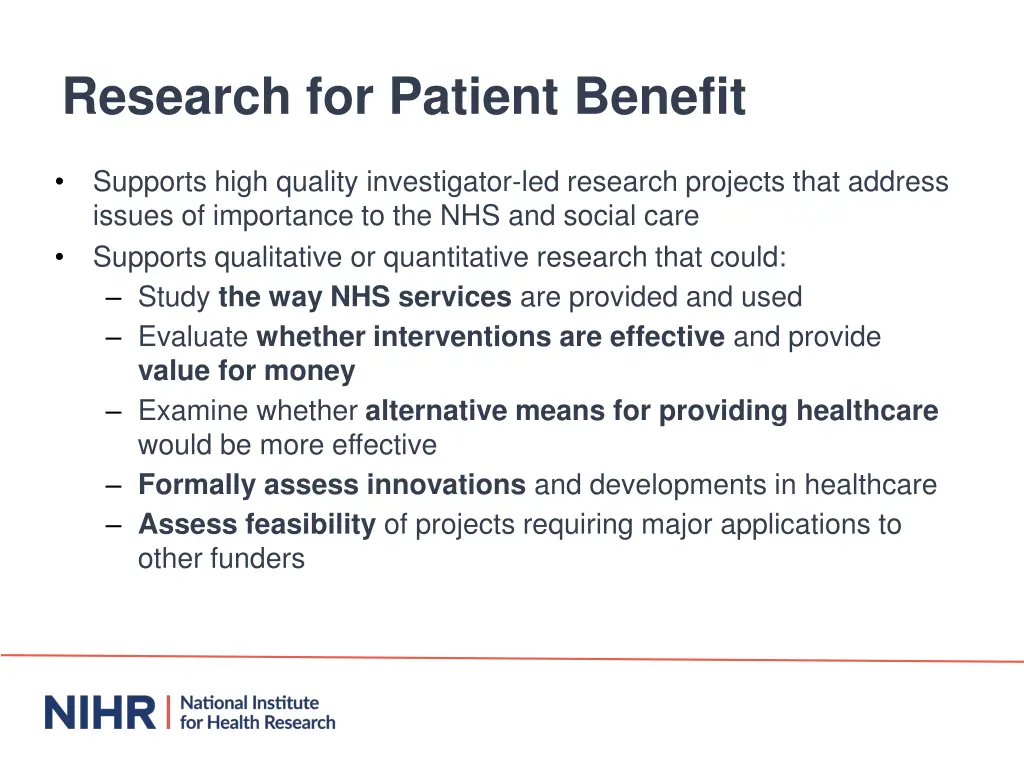 research for patient benefit