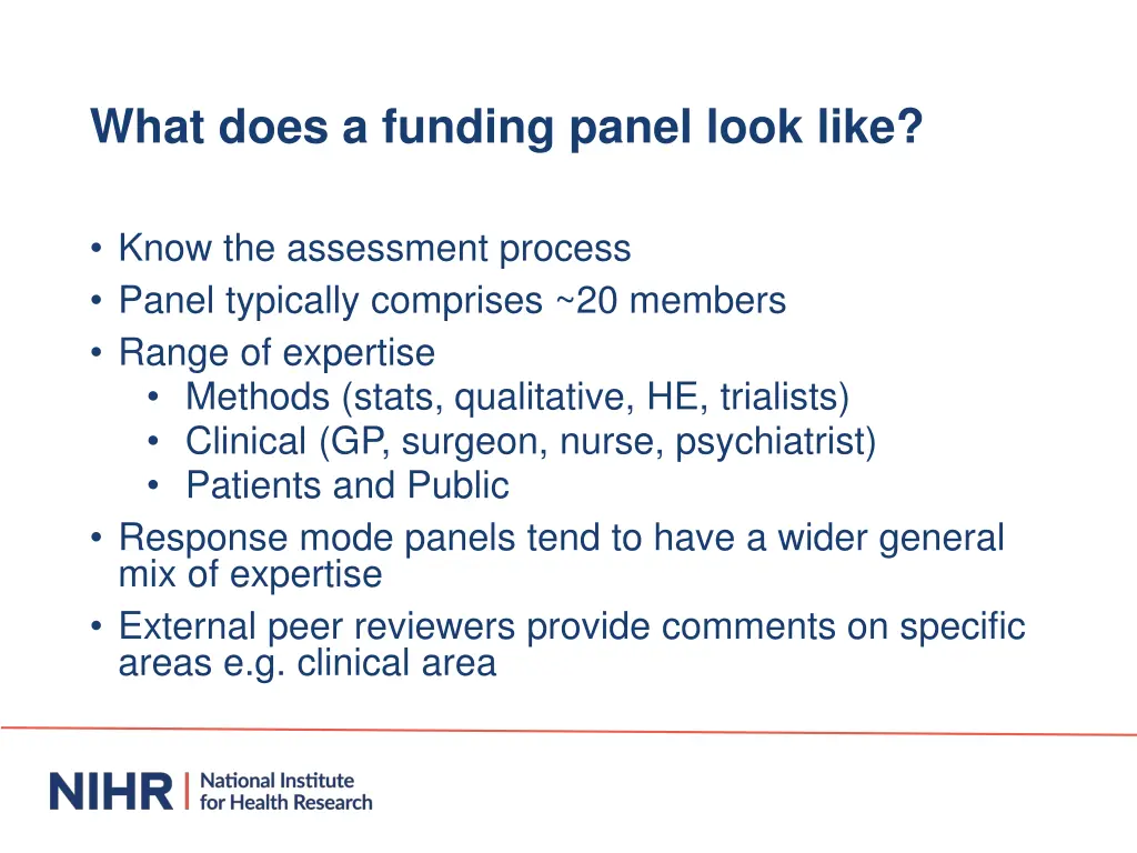 what does a funding panel look like