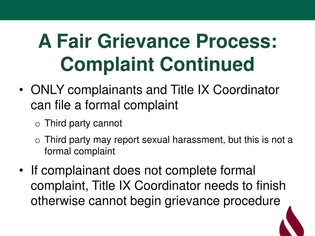 a fair grievance process complaint continued