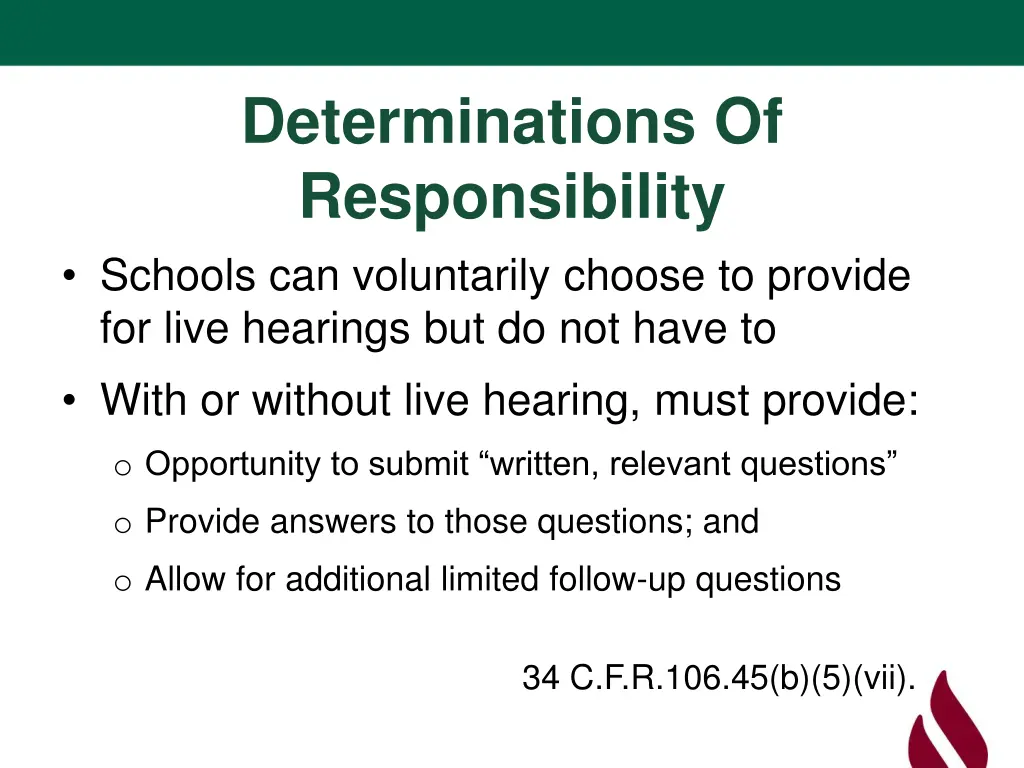 determinations of responsibility schools
