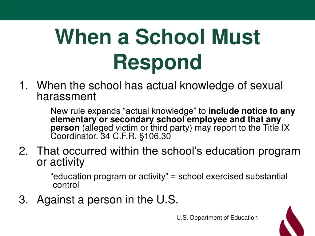 when a school must respond 1 when the school