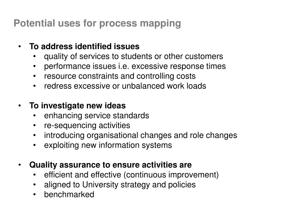potential uses for process mapping
