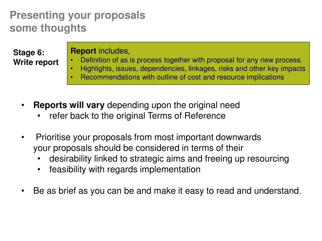 presenting your proposals some thoughts