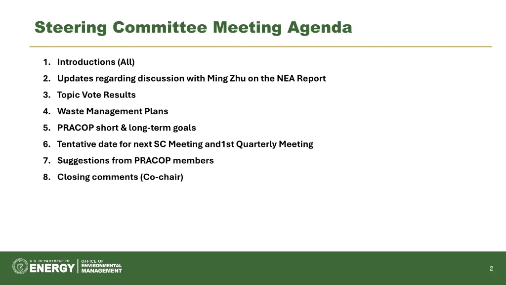 steering committee meeting agenda