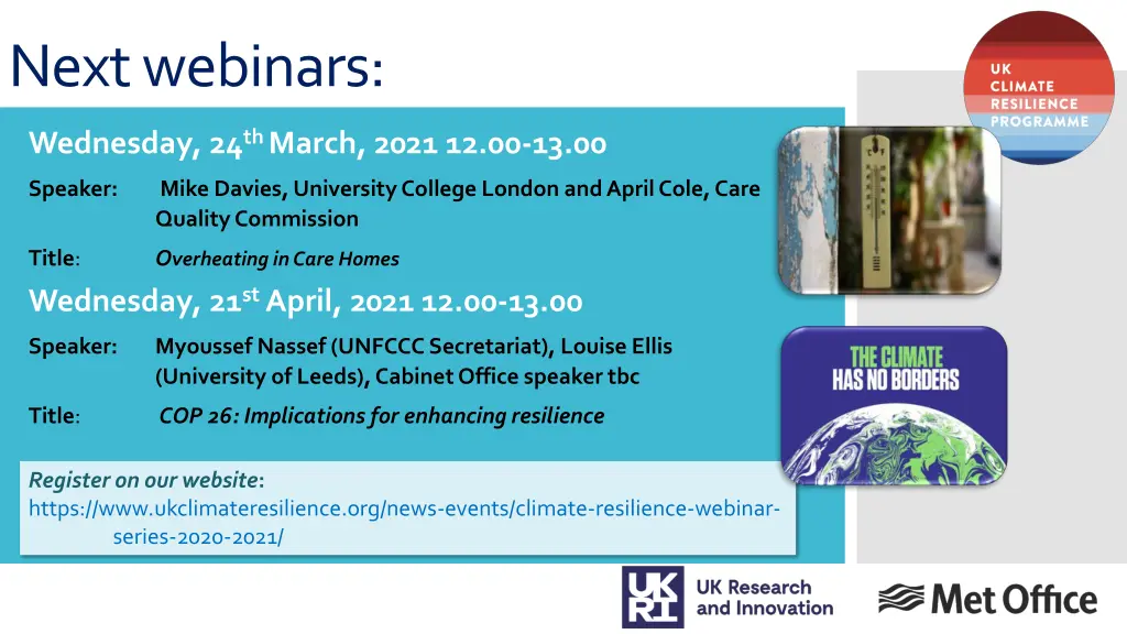 next webinars